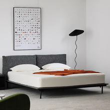 Load image into Gallery viewer, Grey Fabric Platform Bed with Headboard Pillows in Queen or King Size