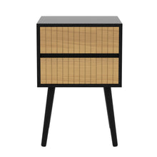 Load image into Gallery viewer, Oslo Bedside Table with 2 Drawer in Black & Natural