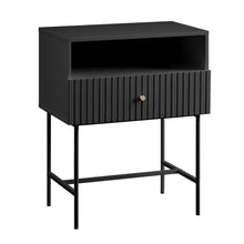 Load image into Gallery viewer, Lucia Slender Fluted Bedside Table in Black
