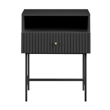 Load image into Gallery viewer, Lucia Slender Fluted Bedside Table in Black