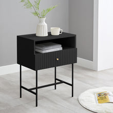 Load image into Gallery viewer, Lucia Slender Fluted Bedside Table in Black
