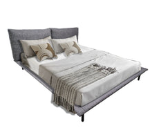 Load image into Gallery viewer, Grey Fabric Platform Bed with Headboard Pillows in Queen or King Size
