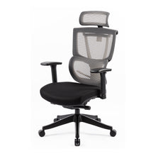 Load image into Gallery viewer, Eason High Back Fabric Seat Full Adjustable Ergonomic Office Chair In Black with Platinum Mesh Back