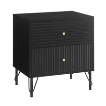 Load image into Gallery viewer, Lisa Wavy Fluted Bedside Table in Black