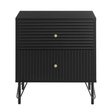 Load image into Gallery viewer, Lisa Wavy Fluted Bedside Table in Black