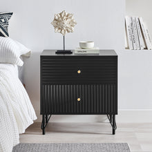 Load image into Gallery viewer, Lisa Wavy Fluted Bedside Table in Black