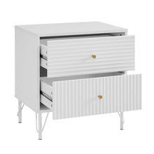 Load image into Gallery viewer, Lisa Wavy Fluted Bedside Table in White