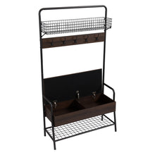 Load image into Gallery viewer, Hall Tree with Cushion Seat in Dark Brown