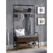 Load image into Gallery viewer, Hall Tree with Cushion Seat in Dark Brown