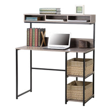 Load image into Gallery viewer, Computer Desk with Hutch in Greyish Brown
