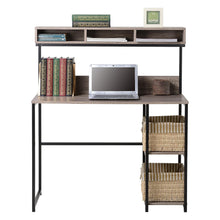 Load image into Gallery viewer, Computer Desk with Hutch in Greyish Brown