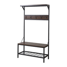 Load image into Gallery viewer, Hall Tree with Shoe Bench in Dark Brown