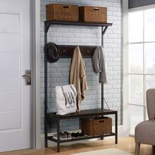 Load image into Gallery viewer, Hall Tree with Shoe Bench in Dark Brown