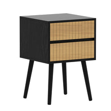 Load image into Gallery viewer, Oslo Bedside Table with 2 Drawer in Black &amp; Natural
