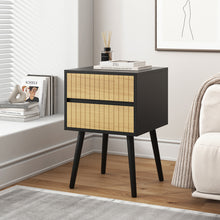 Load image into Gallery viewer, Oslo Bedside Table with 2 Drawer in Black &amp; Natural
