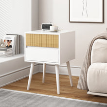 Load image into Gallery viewer, Oslo Bedside Table with 2 Drawer in White &amp; Natural
