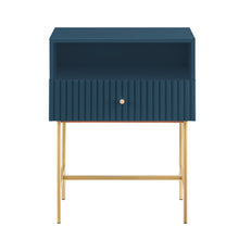 Load image into Gallery viewer, Lucia Slender Fluted Bedside Table In Velvet Blue
