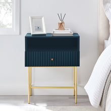 Load image into Gallery viewer, Lucia Slender Fluted Bedside Table In Velvet Blue
