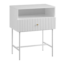 Load image into Gallery viewer, Lucia Slender Fluted Bedside Table in Matt White
