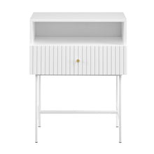 Load image into Gallery viewer, Lucia Slender Fluted Bedside Table in Matt White
