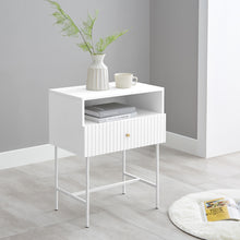 Load image into Gallery viewer, Lucia Slender Fluted Bedside Table in Matt White
