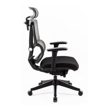 Load image into Gallery viewer, Eason High Back Fabric Seat Full Adjustable Ergonomic Office Chair In Black with Platinum Mesh Back
