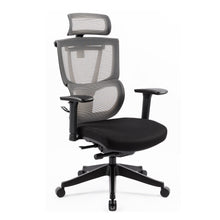 Load image into Gallery viewer, Eason High Back Fabric Seat Full Adjustable Ergonomic Office Chair In Black with Platinum Mesh Back
