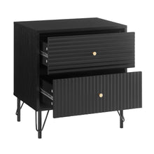 Load image into Gallery viewer, Lisa Wavy Fluted Bedside Table in Black
