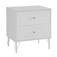 Load image into Gallery viewer, Lisa Wavy Fluted Bedside Table in White
