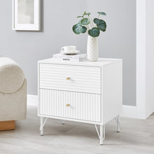 Load image into Gallery viewer, Lisa Wavy Fluted Bedside Table in White
