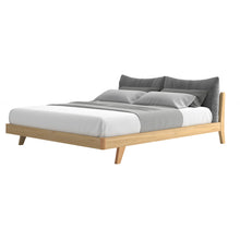 Load image into Gallery viewer, Liana Natural Bed Frame with Grey Fabric Bedhead in Queen or King Size
