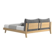 Load image into Gallery viewer, Liana Natural Bed Frame with Grey Fabric Bedhead in Queen or King Size
