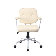 Load image into Gallery viewer, Louise White Frame Faux Leather Home Office Chair in Beige
