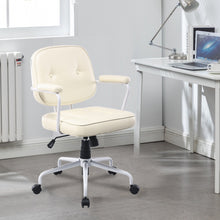 Load image into Gallery viewer, Louise White Frame Faux Leather Home Office Chair in Beige
