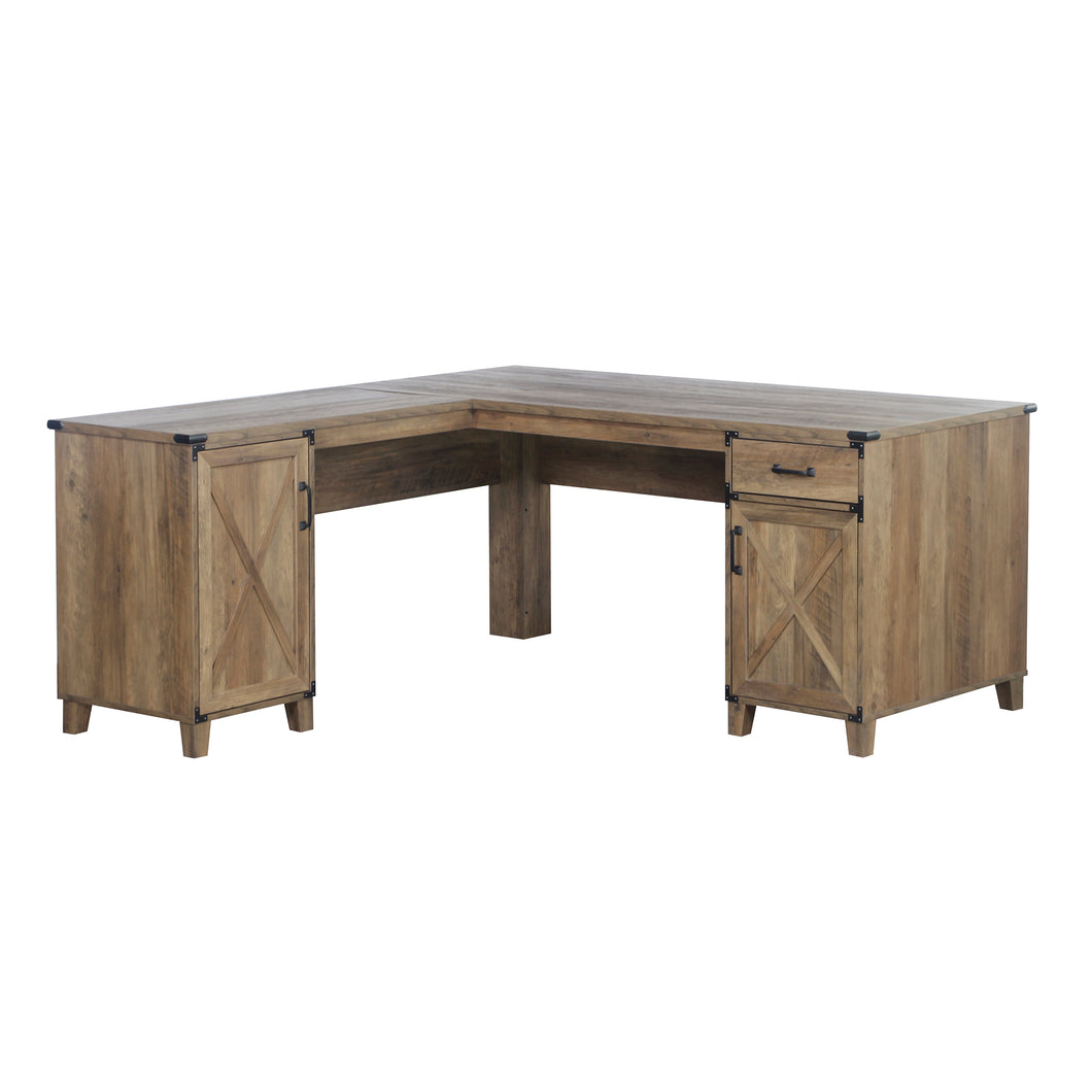 Oxford L-Desk in Rustic Oak