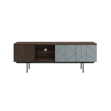 Load image into Gallery viewer, Mia Pre-Assembled TV Unit in Walnut and Blue
