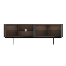 Load image into Gallery viewer, Mia Pre-Assembled TV Unit in Walnut and Blue
