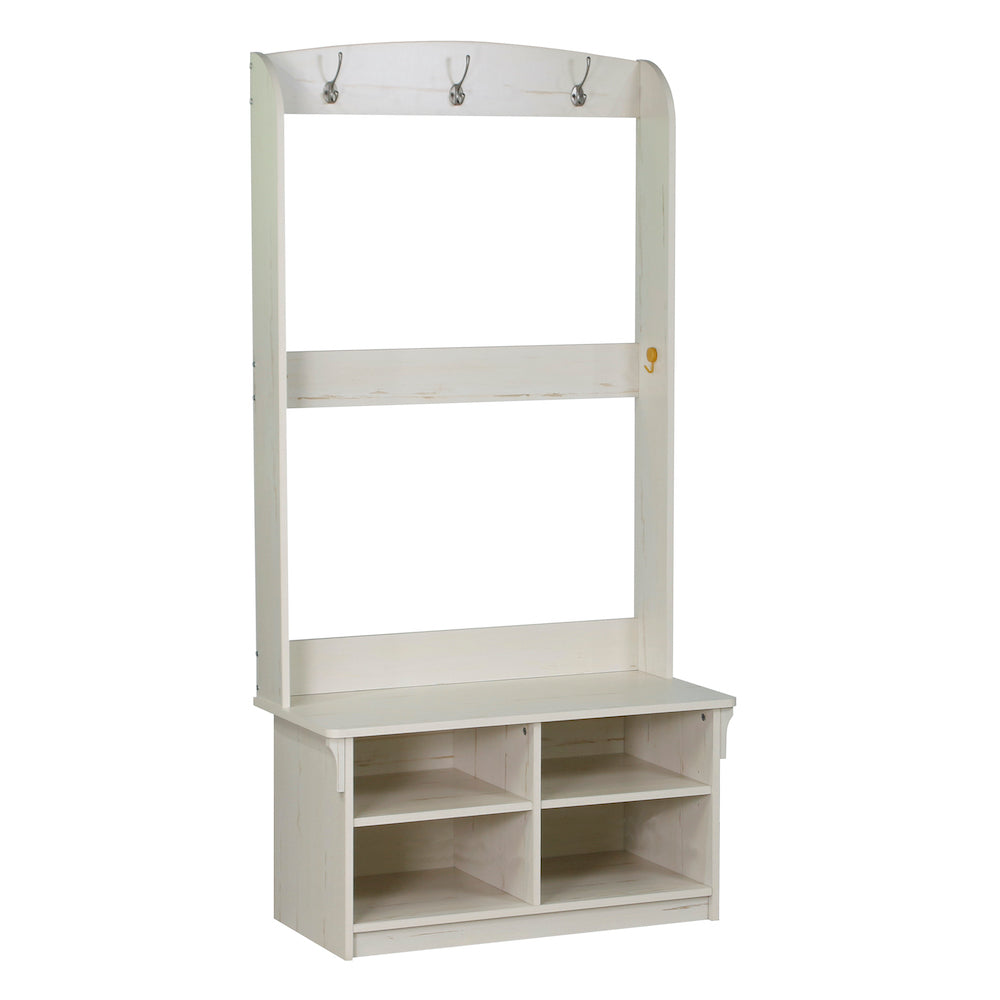 Kinman 5 shelf Hall Tree in Antique White